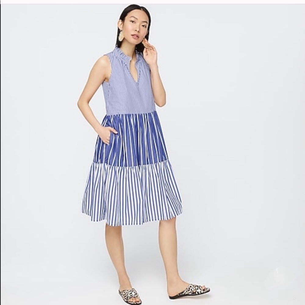 J. Crew tiered popover striped dress - Picture 2 of 5